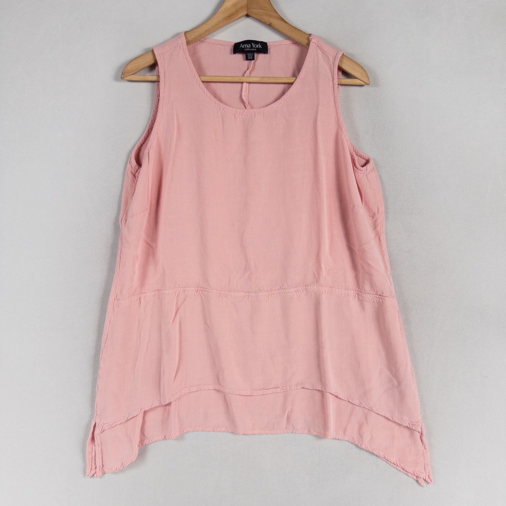 Arna York Collection Tank Top Womens 14/16 Pink Sharkbite Hem Soft Dressing